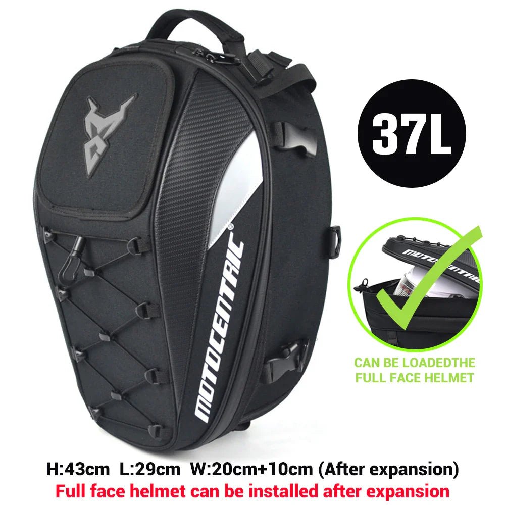 Motorcycle travel bag with waterproof rear seat storage