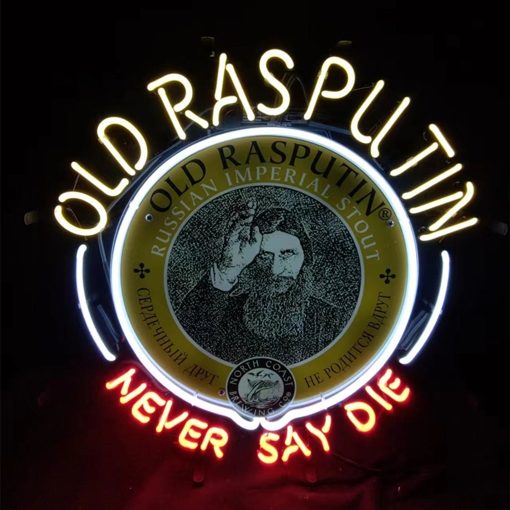 Old Rasputin Never Say die Neon Light Sign - motorcycle - accessories - iron - horse - accessories
