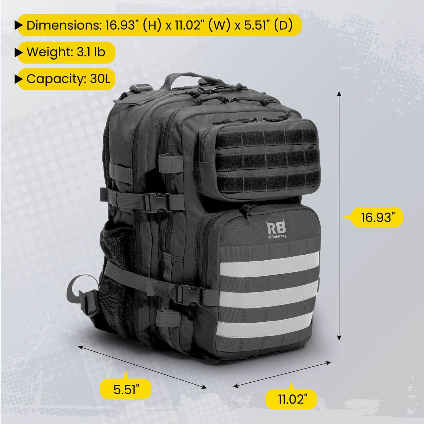 Riderbag Xtreme 30L Tactical Backpack - Black - motorcycle - accessories - iron - horse - accessories