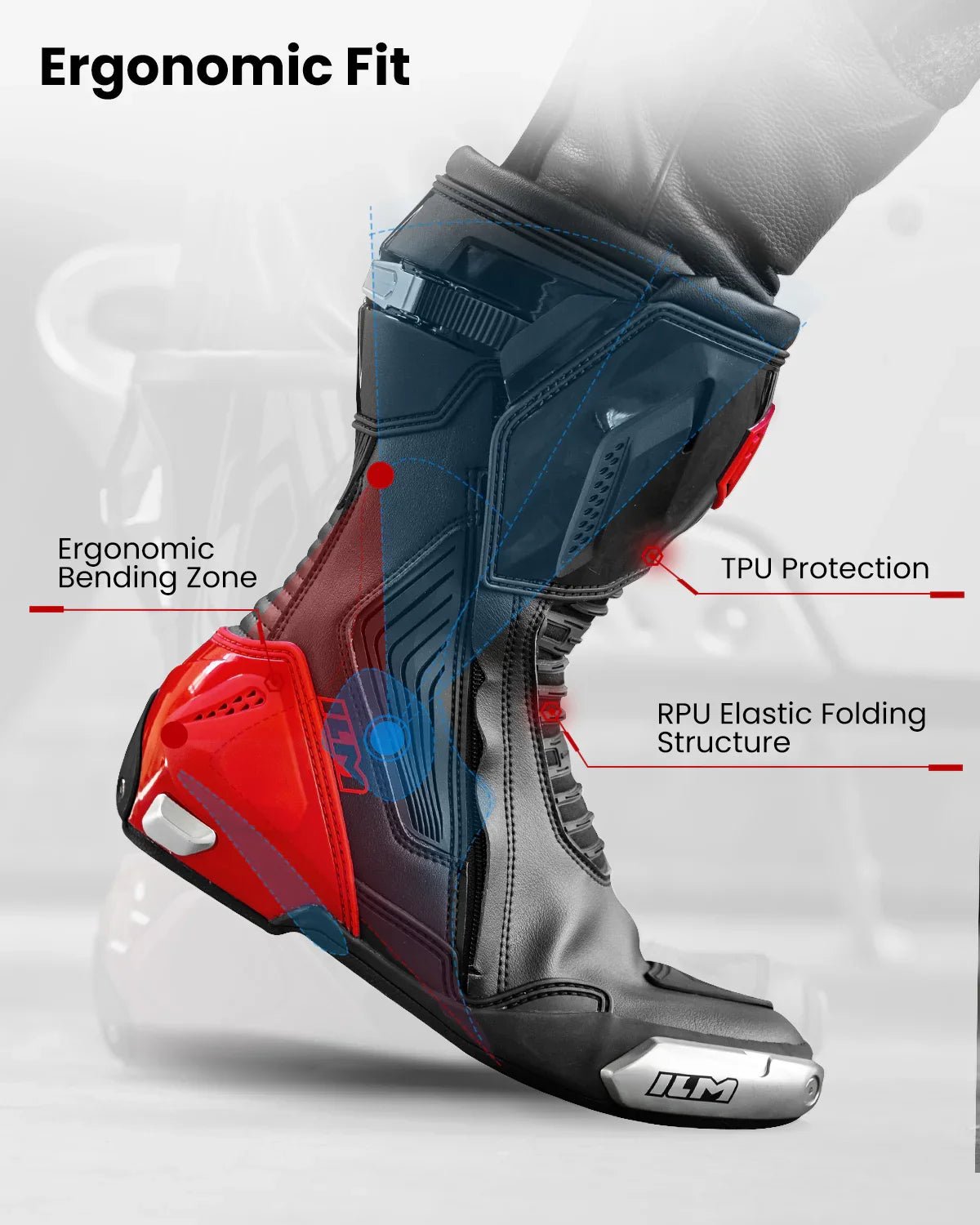 ILM Motorcycle Racing Boots Enhanced Ventilation Anti Slip Street Riding Sport Footwear CE Protective Gear Model BRC1 - motorcycle - accessories - iron - horse - accessories