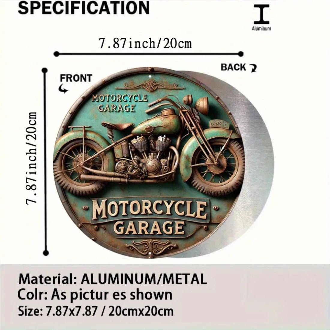 Vintage motorcycle metal wall sign for garage decor