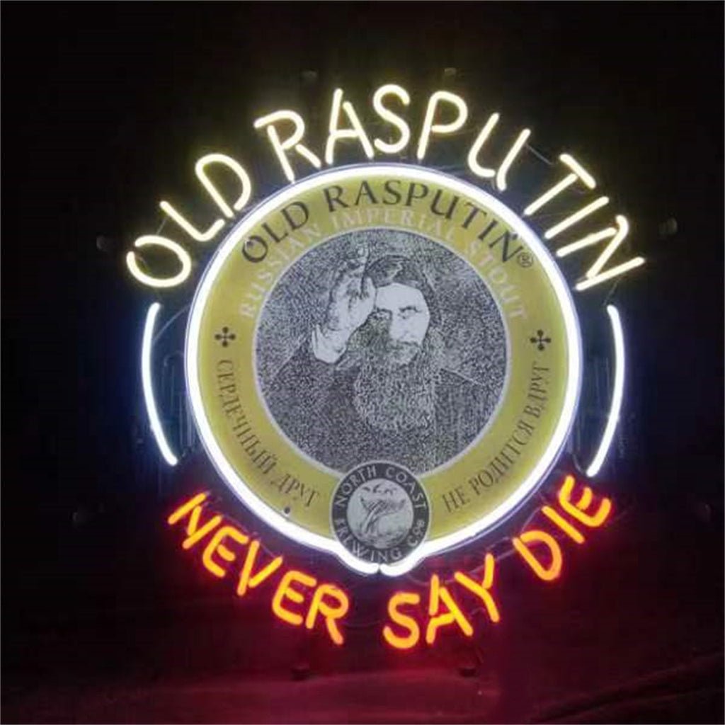 Old Rasputin Never Say die Neon Light Sign - motorcycle - accessories - iron - horse - accessories