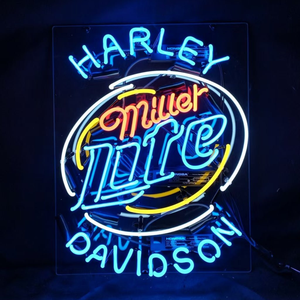 Harley Davidson Miller Lite Neon Signs - motorcycle - accessories - iron - horse - accessories