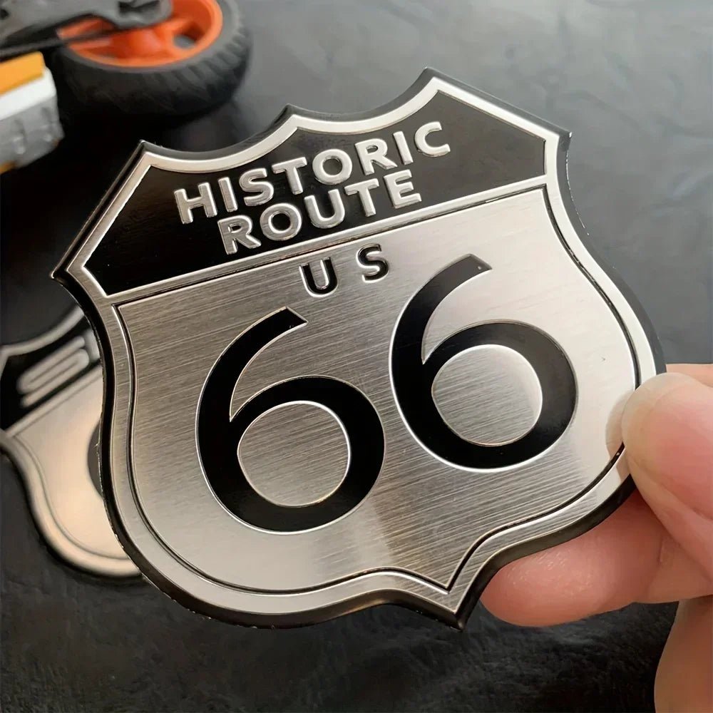 Aluminum Stickers 3D 66 Historic Route - motorcycle - accessories - iron - horse - accessories