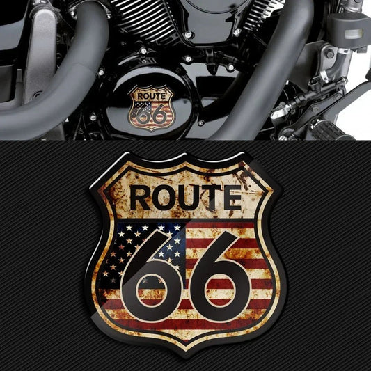 3D Route 66 Vintage Sticker - motorcycle - accessories - iron - horse - accessories