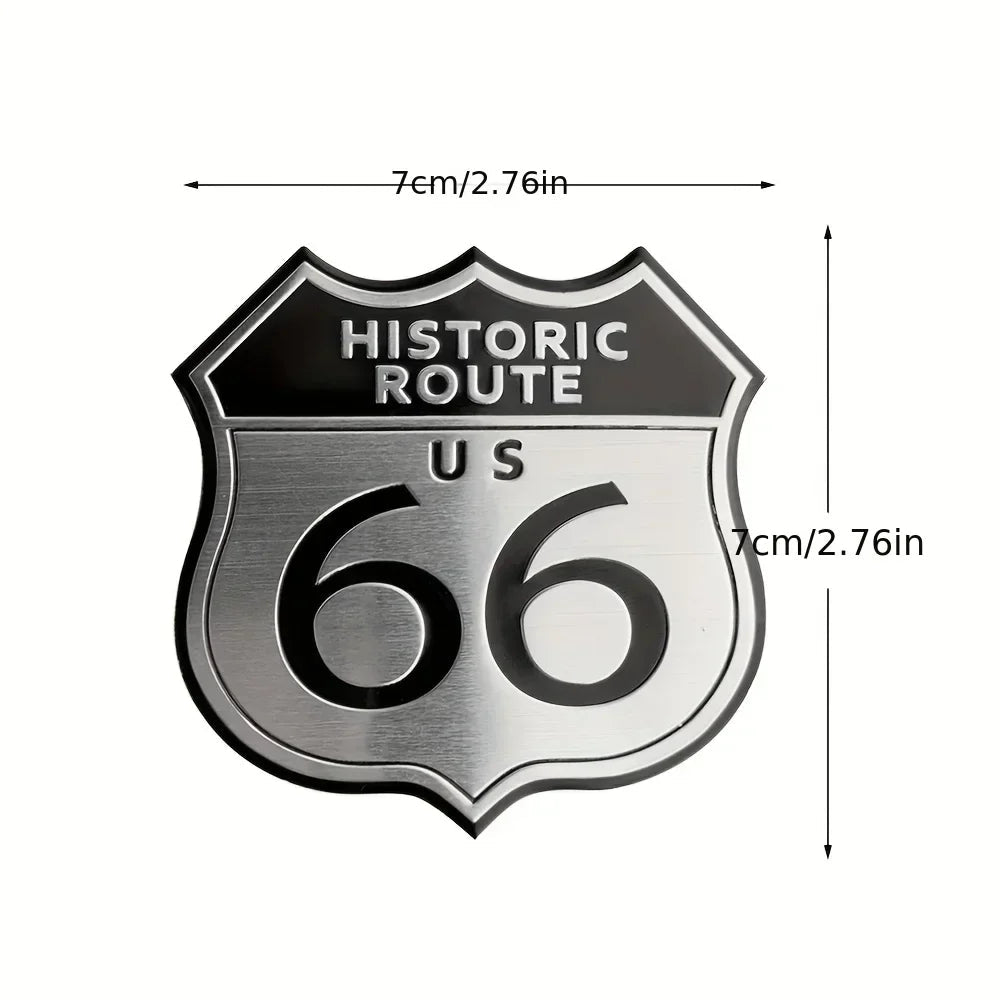 Aluminum Stickers 3D 66 Historic Route - motorcycle - accessories - iron - horse - accessories