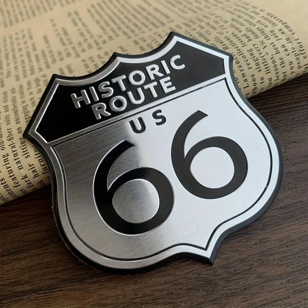 Aluminum Stickers 3D 66 Historic Route - motorcycle - accessories - iron - horse - accessories