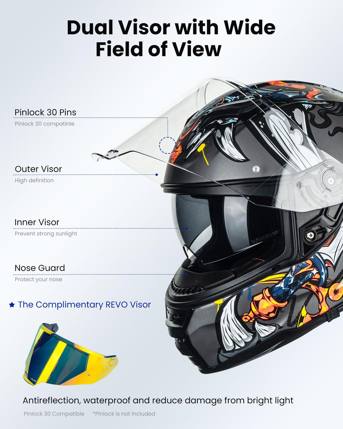 ILM Full Face Motorcycle Helmet Lightweight Fiberglass DOT ECE Model MF522P - motorcycle - accessories - iron - horse - accessories