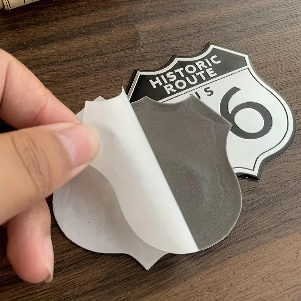 Aluminum Stickers 3D 66 Historic Route - motorcycle - accessories - iron - horse - accessories
