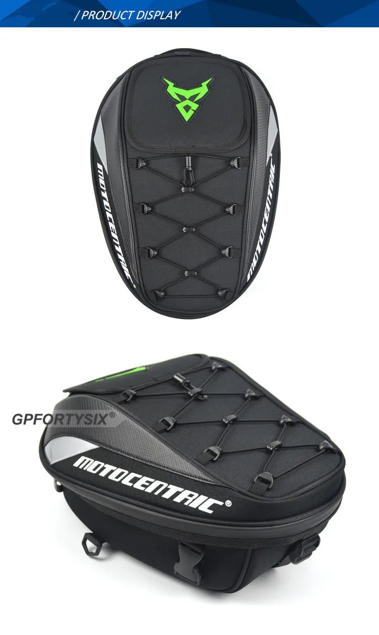 Waterproof motorcycle back seat bag for touring riders