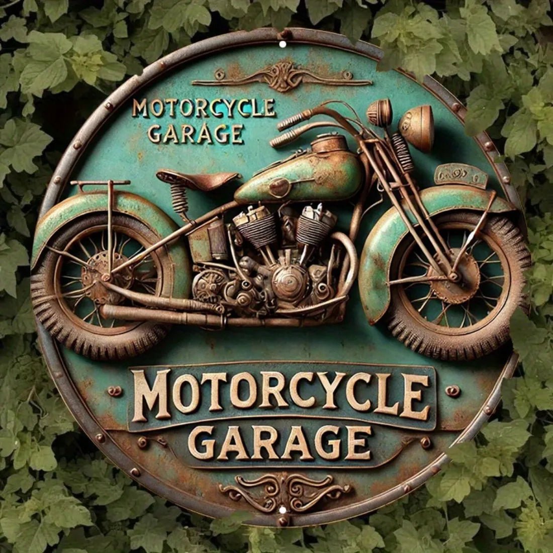 Vintage motorcycle metal wall sign for garage decor