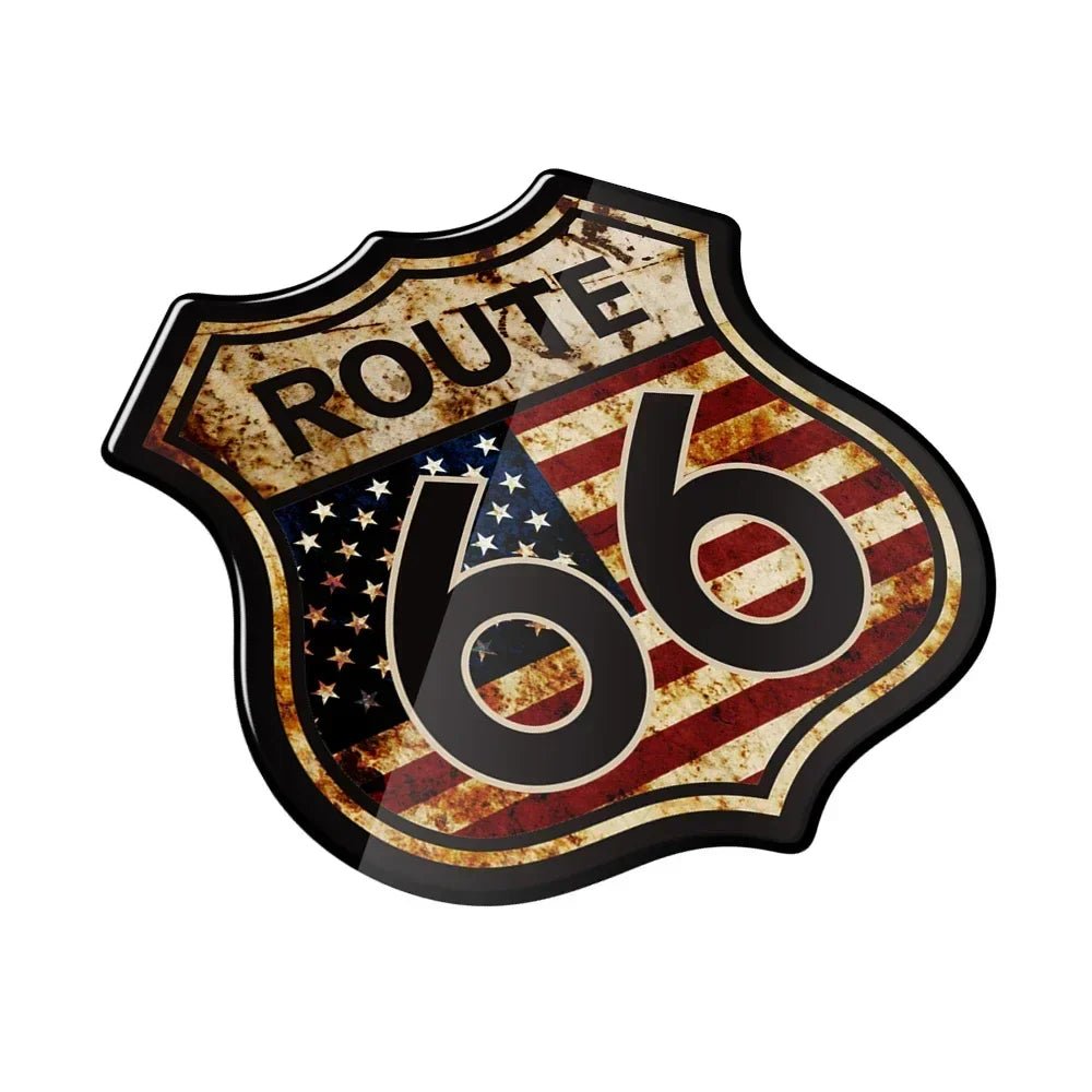 3D Route 66 Vintage Sticker - motorcycle - accessories - iron - horse - accessories
