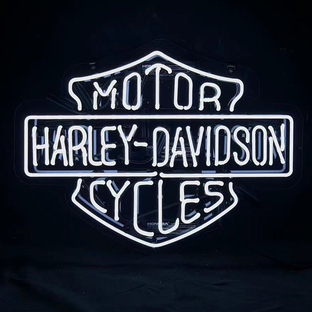 White Harley Davidson Motorcycle Neon Signs Light - motorcycle - accessories - iron - horse - accessories