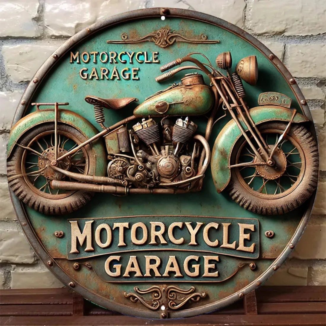 Vintage motorcycle metal wall sign for garage decor