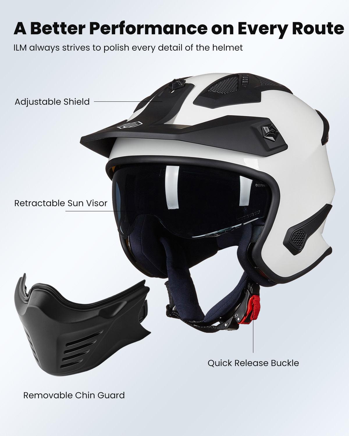 ILM Open Face Motorcycle 3/4 Half Helmet Model 726X - motorcycle - accessories - iron - horse - accessories