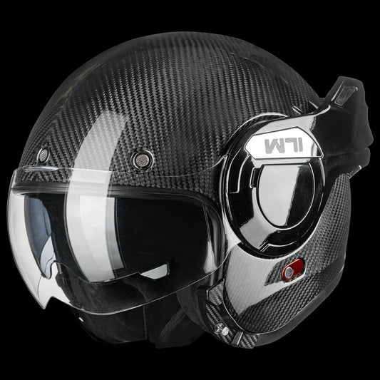 ILM Carbon Fiber Vintage Full Face Modular Motorcycle Helmet Model B707C - motorcycle - accessories - iron - horse - accessories