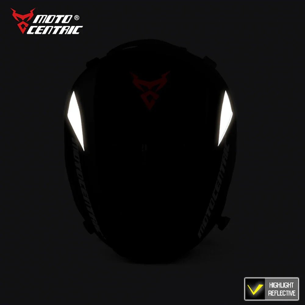 Motocentric waterproof motorcycle seat bag mounted on bike