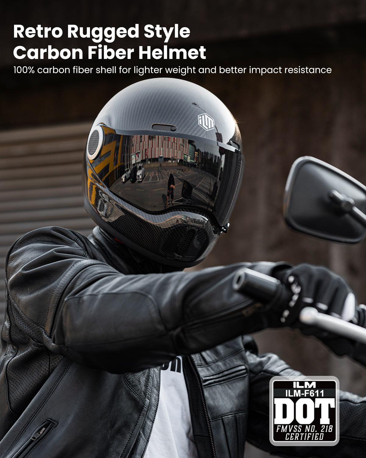 ILM Carbon Fiber Lightweight Motorcycle Helmets Full Face Retro Helmet Model F611 - motorcycle - accessories - iron - horse - accessories