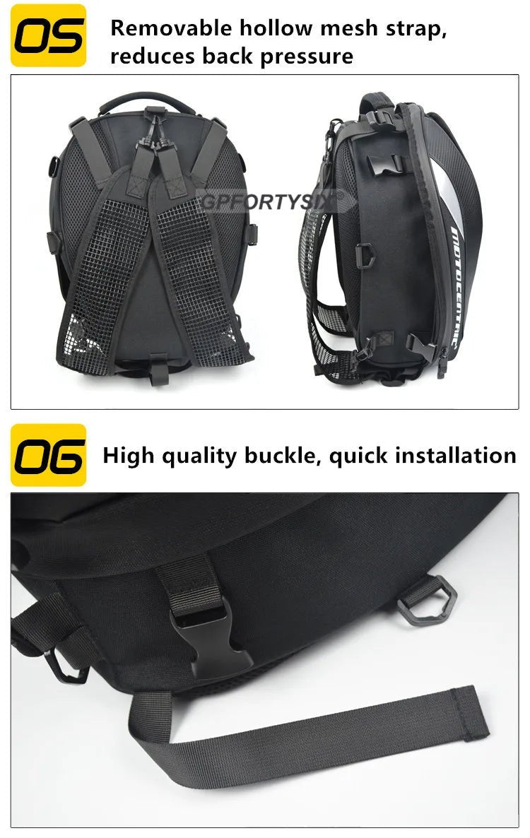 Motocentric waterproof riding bag for motorcycle travel