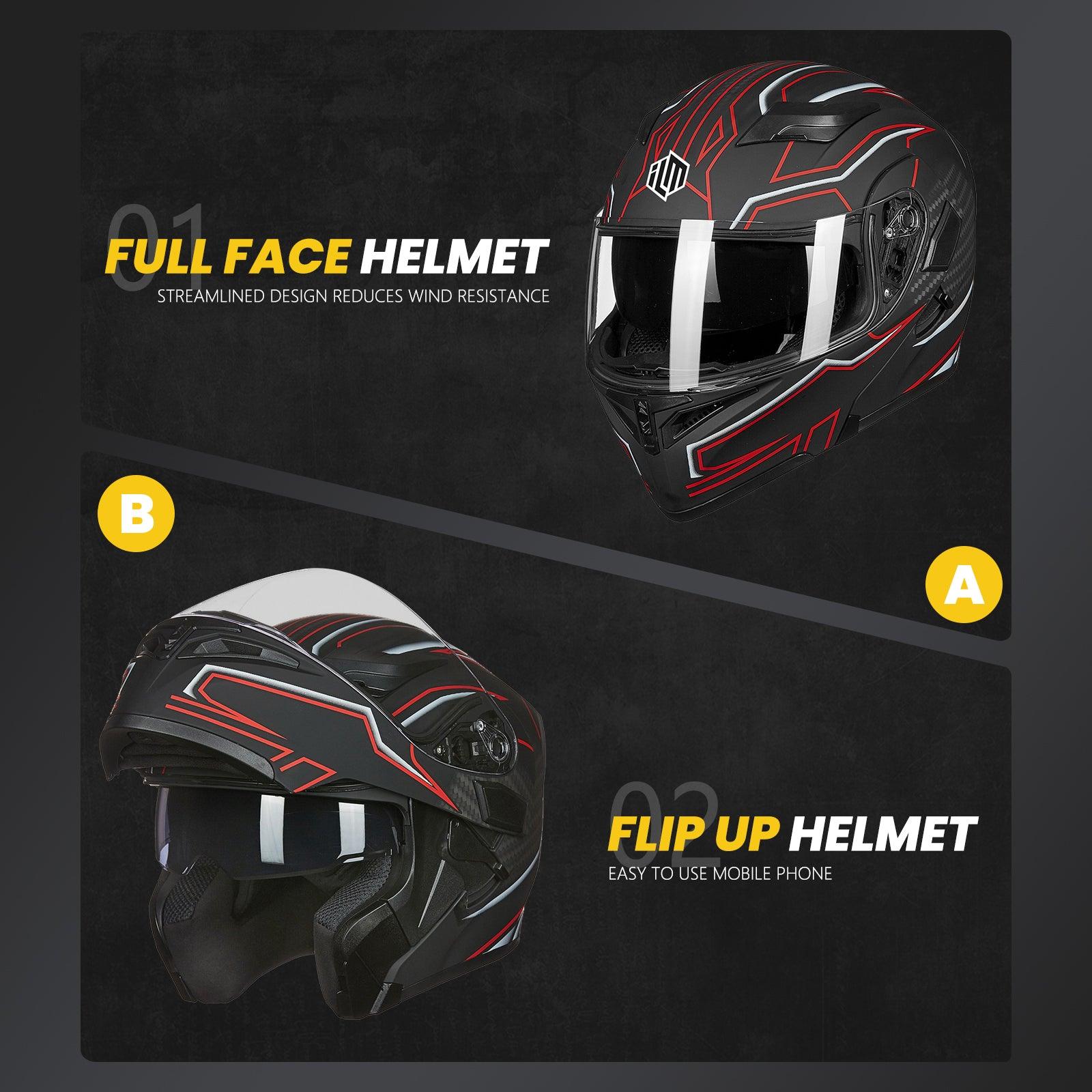 ILM Motorcycle Modular Full Face Helmet Model 902LED - motorcycle - accessories - iron - horse - accessories