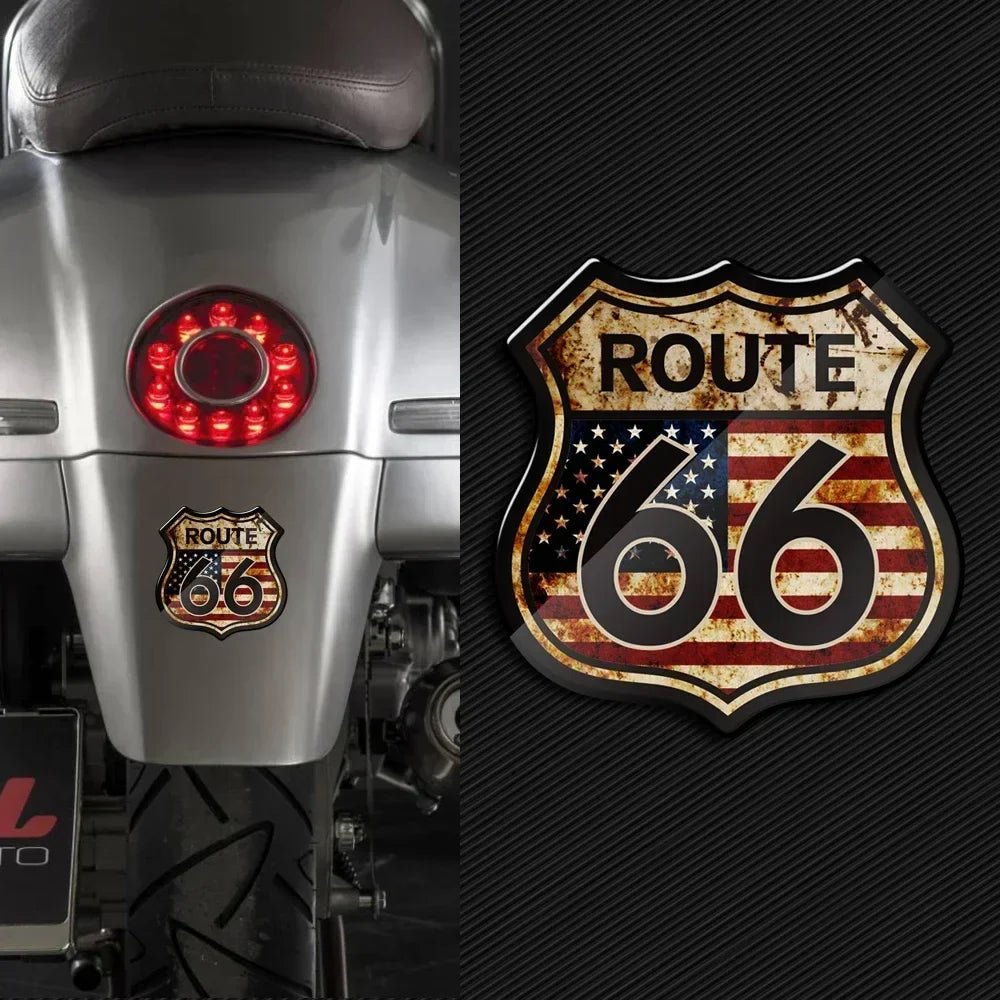 3D Route 66 Vintage Sticker - motorcycle - accessories - iron - horse - accessories
