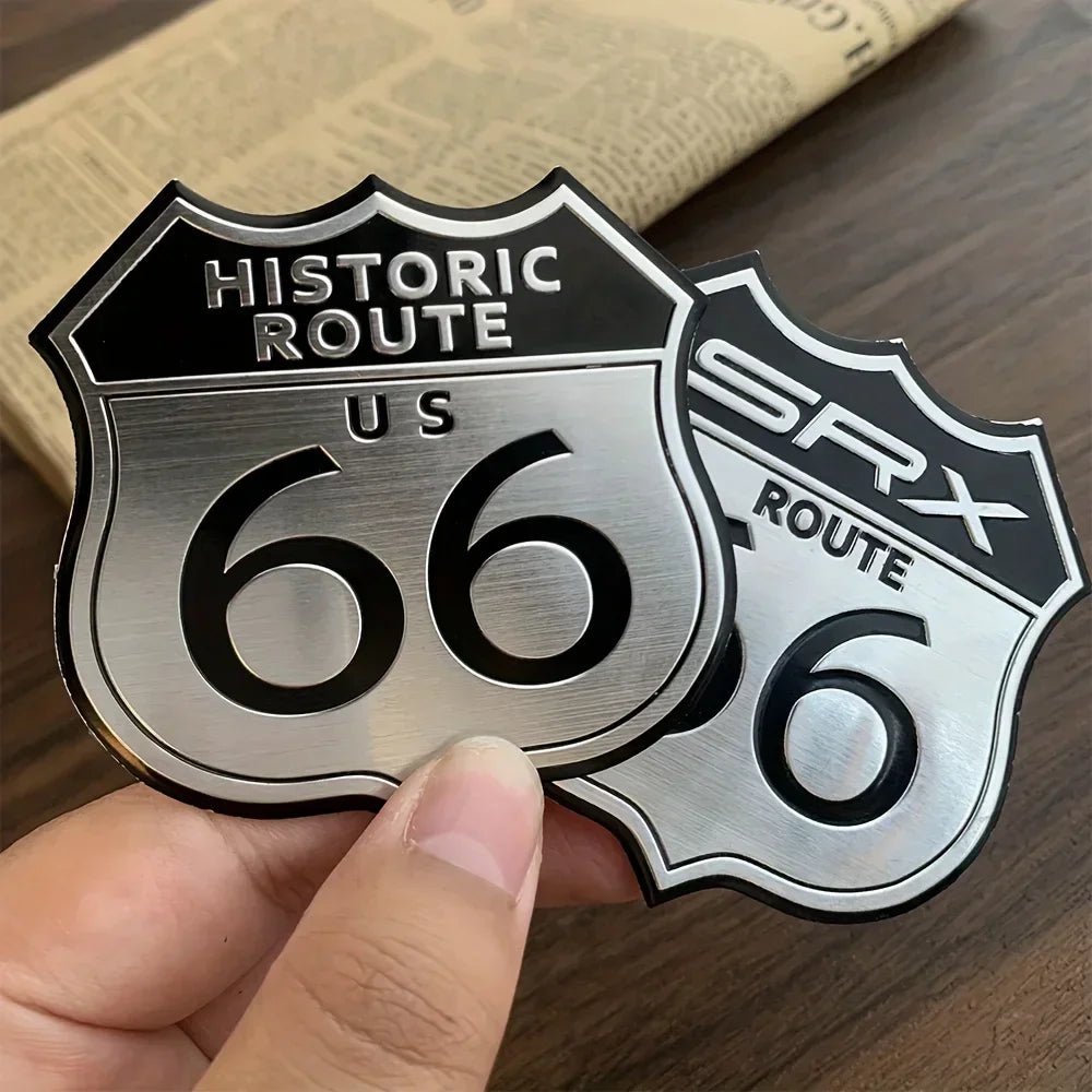 Aluminum Stickers 3D 66 Historic Route - motorcycle - accessories - iron - horse - accessories