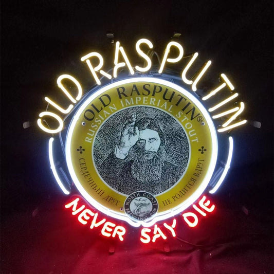 Old Rasputin Never Say die Neon Light Sign - motorcycle - accessories - iron - horse - accessories