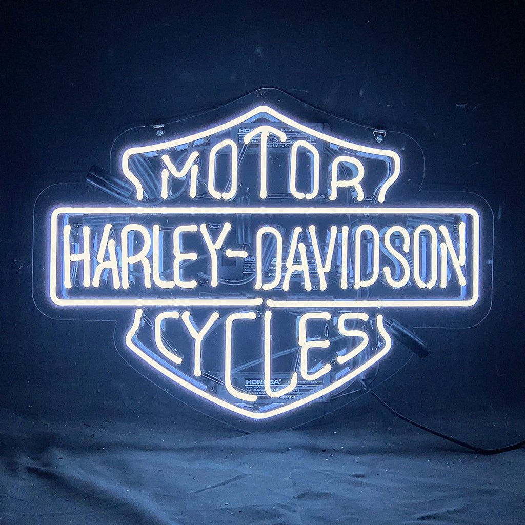 White Harley Davidson Motorcycle Neon Signs Light - motorcycle - accessories - iron - horse - accessories