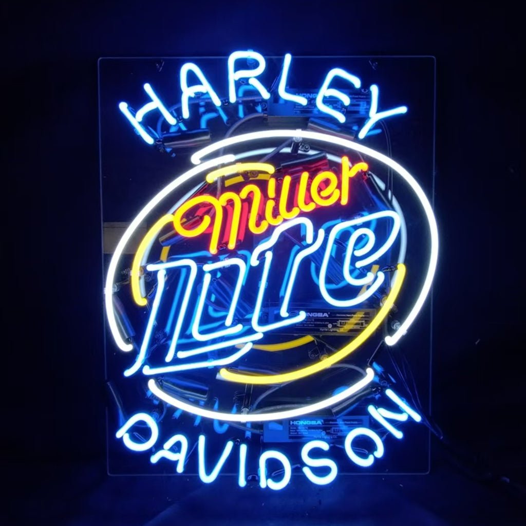 Harley Davidson Miller Lite Neon Signs - motorcycle - accessories - iron - horse - accessories