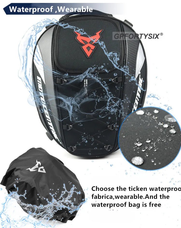 Motorcycle travel storage bag for rear seat setup
