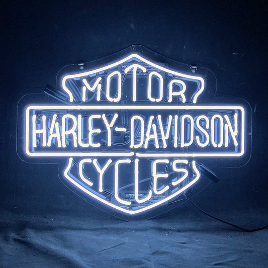White Harley Davidson Motorcycle Neon Signs Light - motorcycle - accessories - iron - horse - accessories