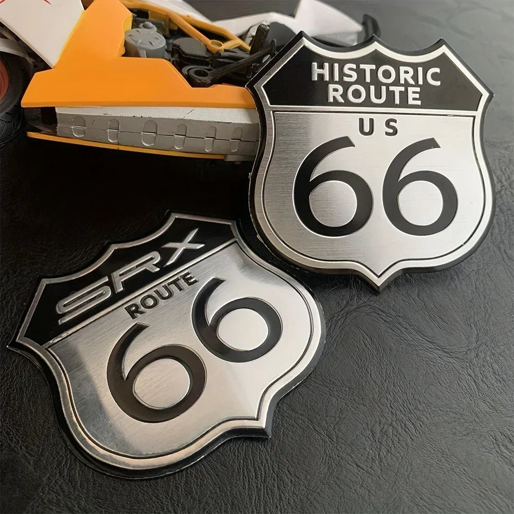 Aluminum Stickers 3D 66 Historic Route - motorcycle - accessories - iron - horse - accessories
