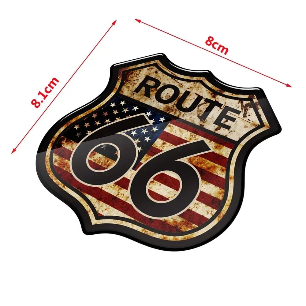 3D Route 66 Vintage Sticker - motorcycle - accessories - iron - horse - accessories