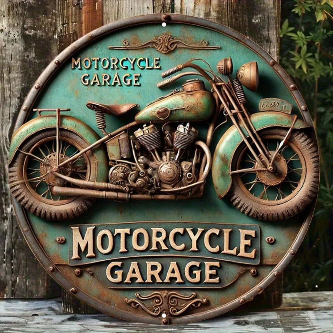 Vintage motorcycle metal wall sign for garage decor