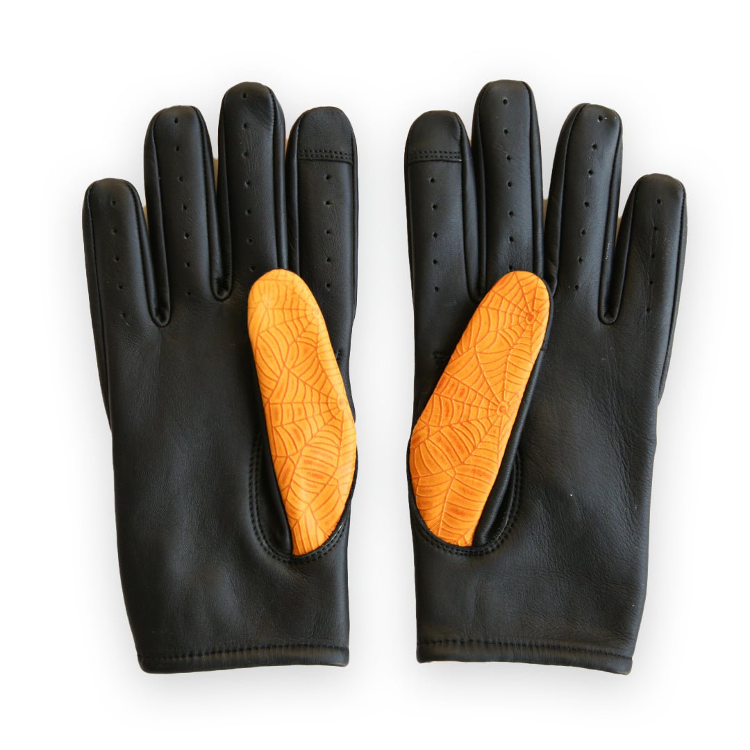Yellow Spider Web Leather Motorcycle Gloves | Iron Horse Accessories-motorcycle-accessories-iron-horse-accessories